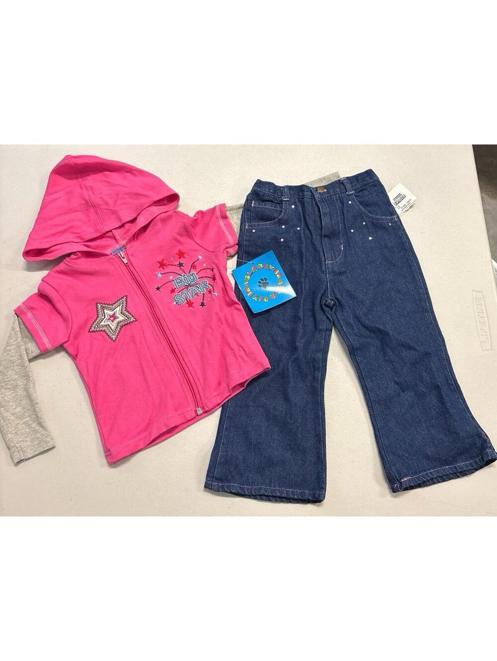 NWT Vintage 2 Piece Big Star Pink Hoodie & Jeans 3T